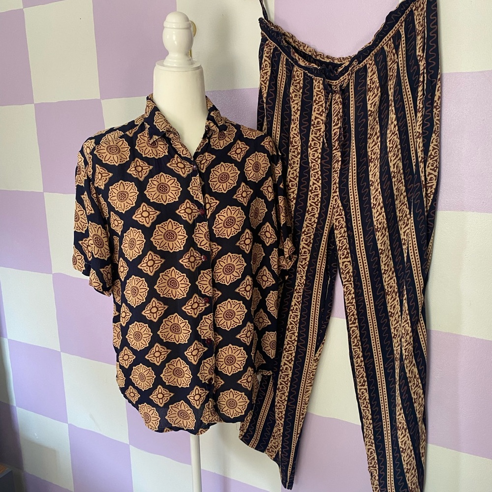Vintage 90s Mixed Pattern 2 Piece Set